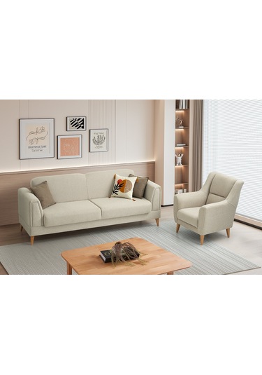 Gürün Ahşap Ayaklı Beyaz Berjer Beyaz