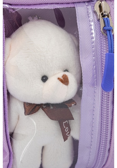 Wia Kawaii Kore Tarzı Ayıcıklı İlkokul Ve Beslenme Çantası Lila