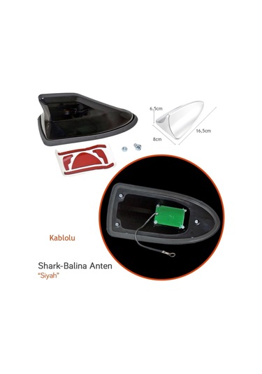 Markaonbir Nyf Shark Balina Anten Kablolu Altı Silikonlu Siyah