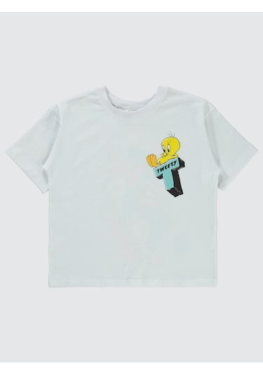 Tweety Kız Çocuk Tişört 6-9 Yaş Beyaz