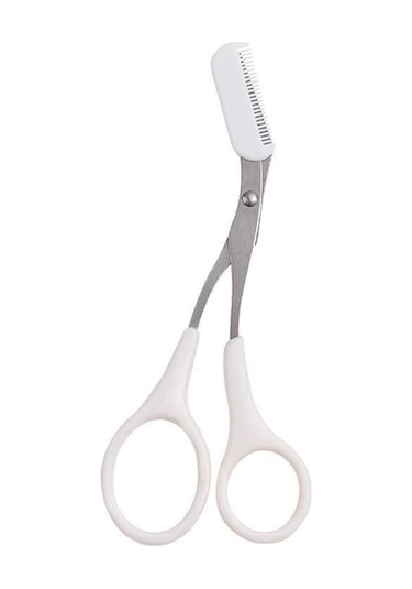 Çelik Mini Taraklı Kaş Makası Beyaz