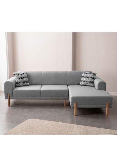 Mocha Sırt Mekanizmalı Köşe Koltuk Takımı Gri