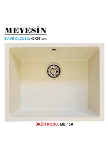 Meyesin ME-43K Tezgah Altı Granit Mutfak Eviyesi Krem 43 x 55 CM