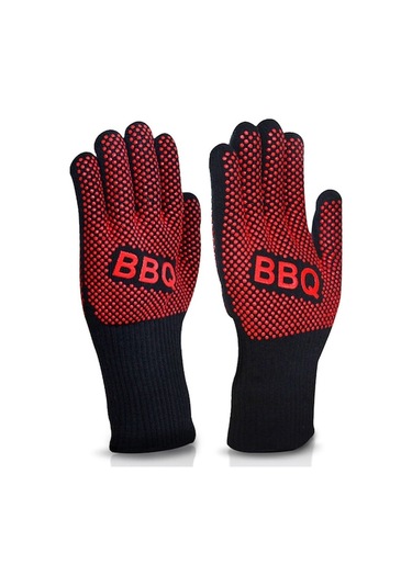 Isıya Dayanıklı Barbekü Eldivenleri - Izgara, Fırın Ve Şömine İçin Yalıtımlı Kaymaz Pişirme Eldivenleri