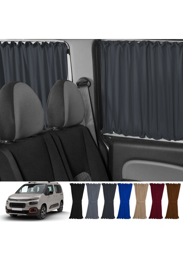 Pandami Citroen Berlingo 2.nesil 2008-2018 Uyumlu Füme Raylı Oto Perde Takımı