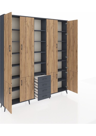 Arges Dolap 17 Raflı 4 Çekmeceli 8 Kapaklı 220x30x243 Antrasit-çam/antrasit Atlas Çam/antrasıt Arges Dolap 17 Raflı 4 Çekmeceli 8 Kapaklı 220x30x243 Antrasit-çam/antrasit Atlas Çam/antrasıt