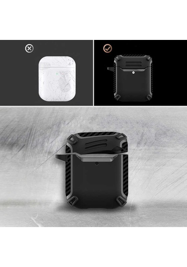 Ekılıf - Airpods 1.nesil Uyumlu - Kılıf Darbelere Karşı Dayanıklı Koruyucu Silikon Kılıf Airbag 26 - Lacivert