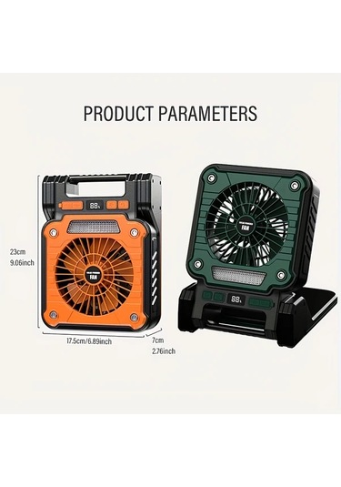 Dashanshop 1 Adet Taşınabilir Güneş Enerjili Şarj Edilebilir Turuncu Usb Fan Led Akıllı Tavan Fanı Kamp Ev Ofis İçin Kablosuz Masa Fanı