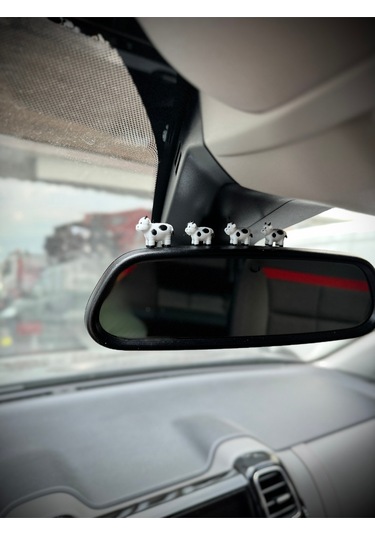 4 Parça Sevimli İnek Ailesi Dikiz Aynası Süsü - İnek Ayna Süsü Araba Süsü Torpido Süsü Oto Aksesuar