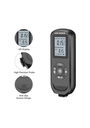 Xindoker Siyah Dikey Ekranlı Cila Kalınlığı Ölçer - Manyetik Ve Vortex Prensibiyle Metal Kaplama Kalınlığı Testeri Pil Dahil Değil Siyah