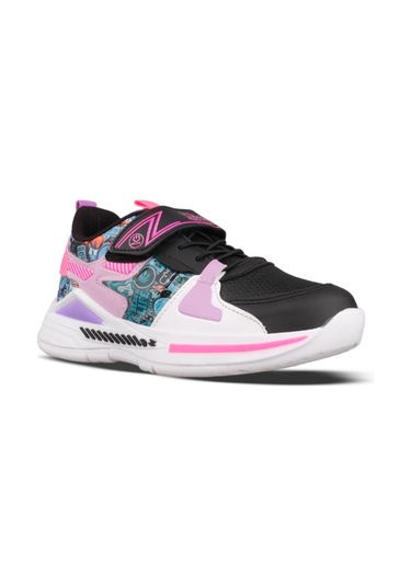 Büyük Kız Çocuk Cırtlı Siyah-mor Sneaker Siyah - Mor