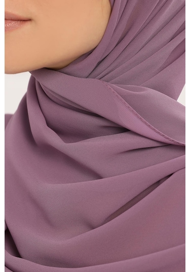 Hazır Pratik Lüks Geçmeli Lastikli Boneli Şifon Şal Açık Maron