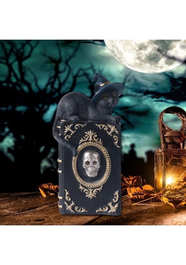 Trendooze Cadı Kedi Heykeli - Kitaplık & Masa Üstü, Minik Ve Şirin, 11cmx6,5cmx21,8cm 11cmx6,5cmx21,8cm