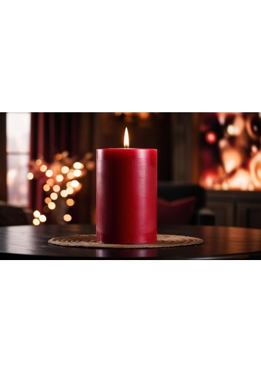 Soya Parafinli Kırmızı Çap:7 Cm-boy:10-15-20-25 Cm Silindir Blok Mum 460-470 Saat Yanma Süreli Kirmızı