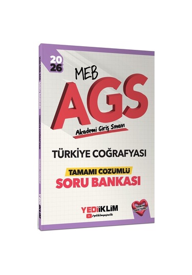 Yediiklim Yayınları 2026 Meb Ags Türkiye Coğrafyası Tamamı Çözümlü Soru Bankası