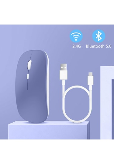 Honor Uyumlu Tablet Şarj Edilebilir Sessiz Mouse Bluetooth + 2.4hz Wifi