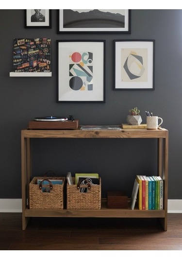 2 Katlı Doğal Ahşap Çok Amaclı Masif Kahve Standı Koyu Meşe Meşe