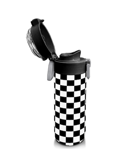 Coral High Kids Siyah Beyaz Dama Desenli Pipetli Ve Direkt İçim Çelik Termos 500 Ml 31877 Siyah - Beyaz
