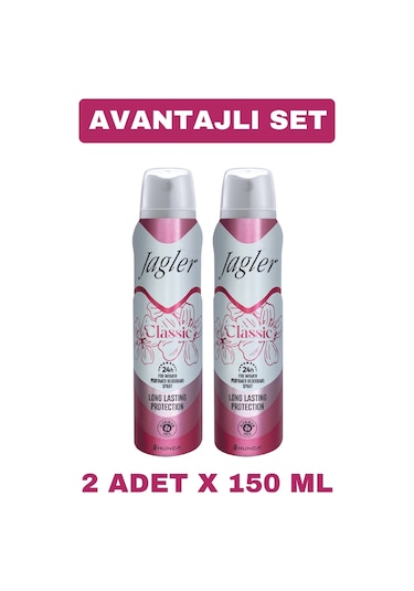 Jagler Classic Kadın Sprey Deodorant  2 x 150 ML