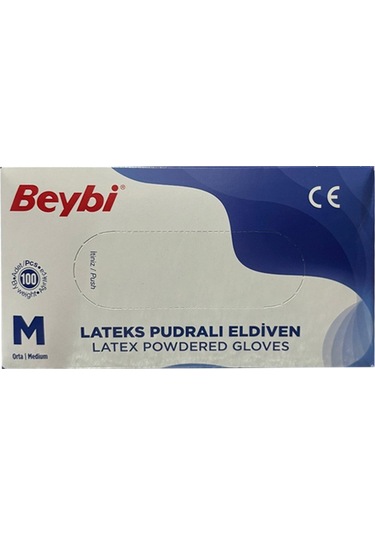 Beybi Latex Pudralı Muayene Eldiveni Medium 100 Lü