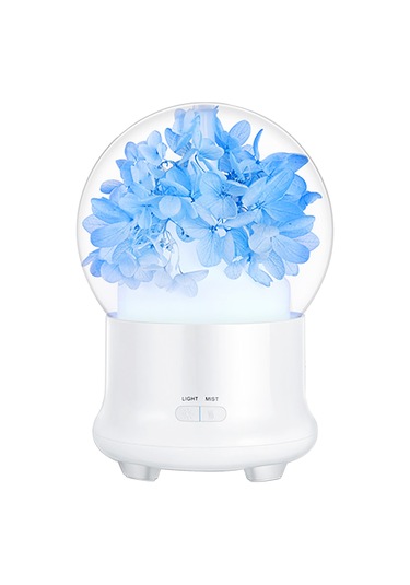 Geeksen Evde Kullanımı İçin Mavi Hortensya Ebedi Çiçekli 7 Renkli Gece Lambalı, Otomatik Kapanma Özelliği Li Kıd Yağ Dağıtıci Nemlendirici