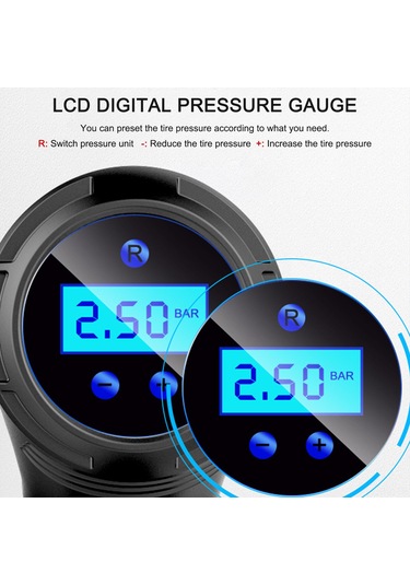 Wezone El Tipi Kablosuz Hava Pompa, Araç Lastikleri İçin Hızlı Şişirme, Sayısal Göstergeli, 100w Güçlü, Abs Malzeme