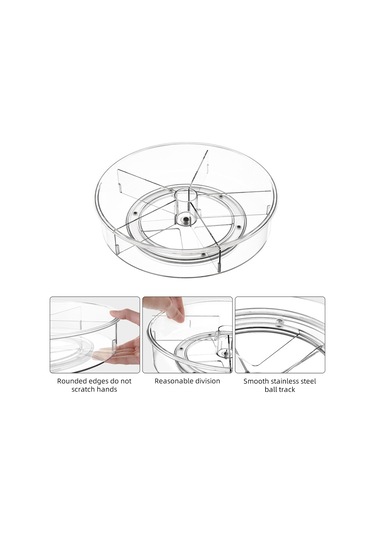 Maiyame Pet Cam Gibi Saydam 5 Bölmeli 360 Döner Depolama Kutusu, Mutfak Baharat Organizasyonu, Çeşitli Amaçlı Raf 29.3x7cm Şeffaf