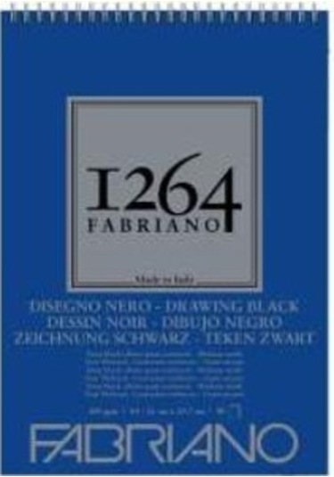 Fabriano 1264 Drawing Black Paper Siyah Çizim Defteri Üstten Spir N11.14