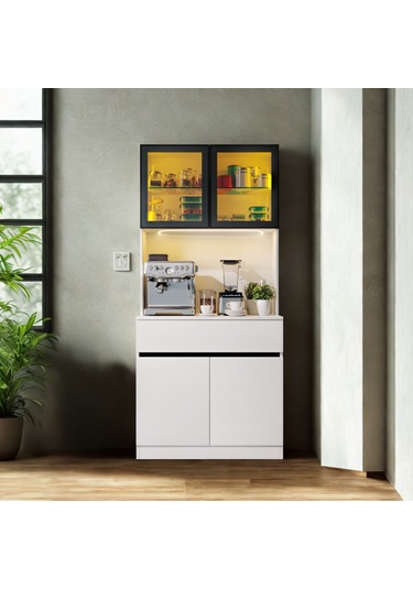 Lumia Mini Kahve Köşesi Komple Mdf Led Aydınlatmalı Mutfak Dolabı Beyaz