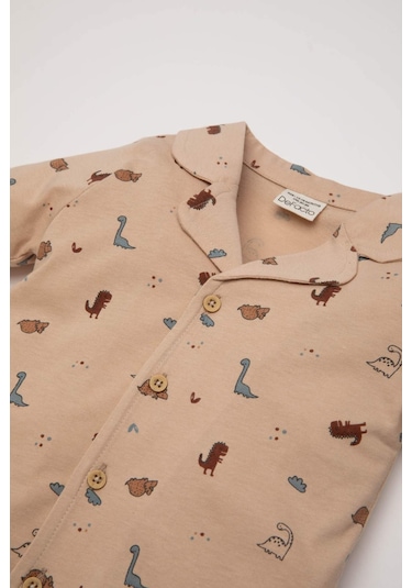 DeFacto Erkek Bebek Pijama Takımı Dinazor Desenli Uzun Kollu Penye Üst Beli Lastikli Uzun Alt D6811A5NSBG390 Bej DeFacto Erkek Bebek Pijama Takımı Dinazor Desenli Uzun Kollu Penye Üst Beli Lastikli Uzun Alt D6811A5NSBG390 Bej