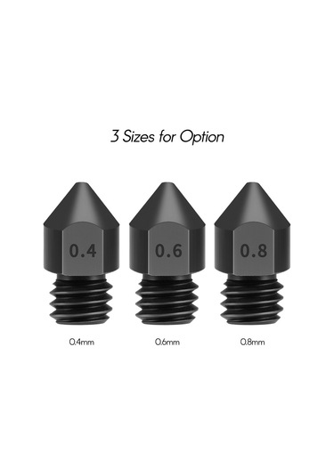 Yaozixa 3d Yazıcı Uyumlu Mk8 Sert Çelik Nozzle, 0.4mm Boyut, 3 Adet Paket, 220 C Isı Dayanımı