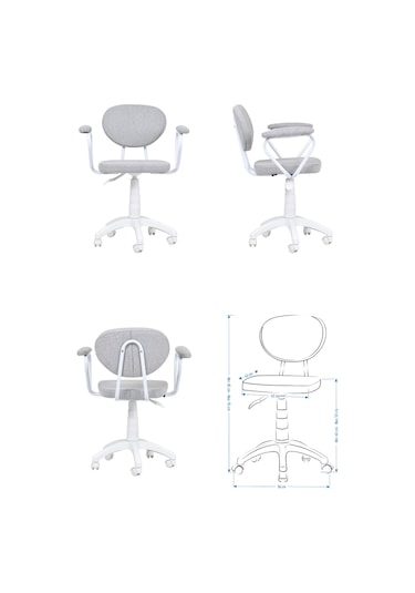 Vilinze Biga Çalışma Ofis Masası Ve Deniz Çalışma Ofis Sandalyesi Set - 60x90 Cm Teddy Kırçıllı Gri