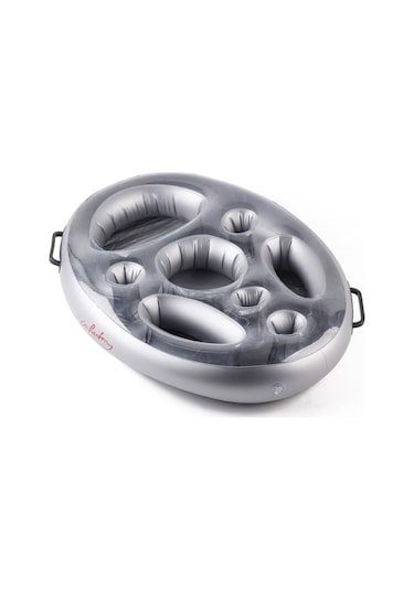 Yunboo Gri Sulu Etkinlikler İçin 70x50x10cm Şişirilebilir Yemek-içecek Tepsisi, Çoklu Cepli Soğutucu Bardak Tutuculu Havuz Partisi Aletleri