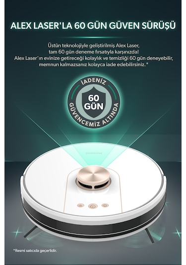Homend Alex Laser Pro 1285H Haritalamalı Akıllı Robot Süpürge Beyaz Gold