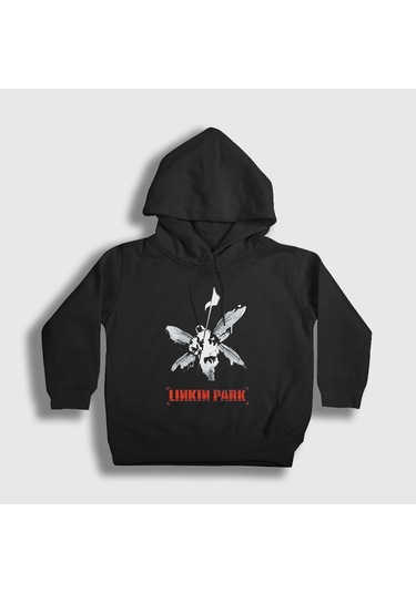 Presmono Unisex Çocuk Hybrid Theory Linkin Park Kapüşonlu Sweatshirt Siyah