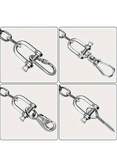 Besthome1 Tcherchı 4 Parça Ağır Hizmet 304 Paslanmaz Çelik D Pranga Gümüş Gümüş