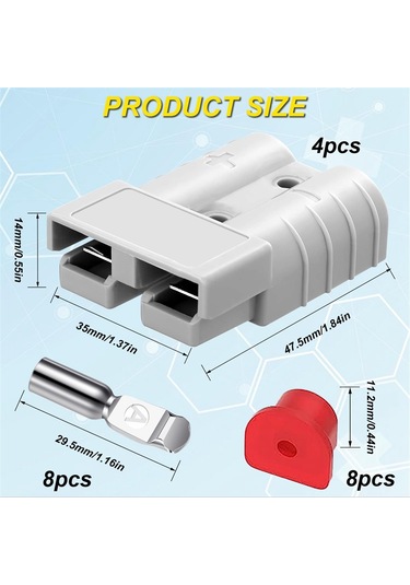 Xurunkeji Paket 6-10 Ölçü 12v - 36v Akü Hızlı Bağlantı/çıkartma Montaj Braketi 50a Kablo Demeti Fiş Konnektör Kiti