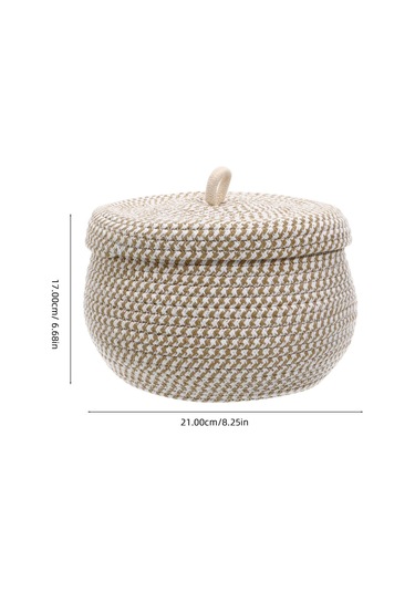 Mutfak, Banyo Ve Ev İçin Halat Hasır Sepet 17x21 Cm Kapaklı Saklama Sepeti Honeypot Bej - Kırçıl