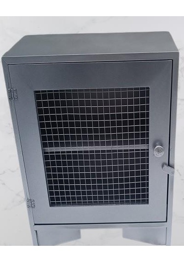 Hobi Adn 90354 Model Dekoratif Tezgah Telli Dolap Gümüş Gri Renk Ahşap Mdf Elyapı