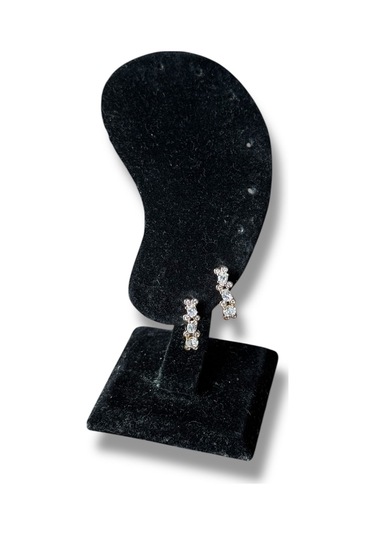 Klasik Çiçek Görünümlü Taşlı Klipsli Çelik Küpe Sarı