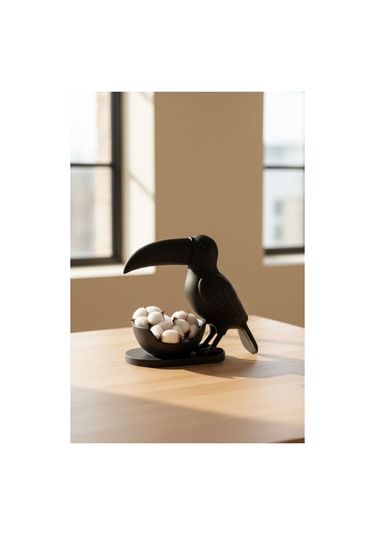 Oxyteez Kuş Figürlü Dekoratif Sunumluk Siyah Renk Reçine Tasarım Ev Ve Ofis Dekorasyonu