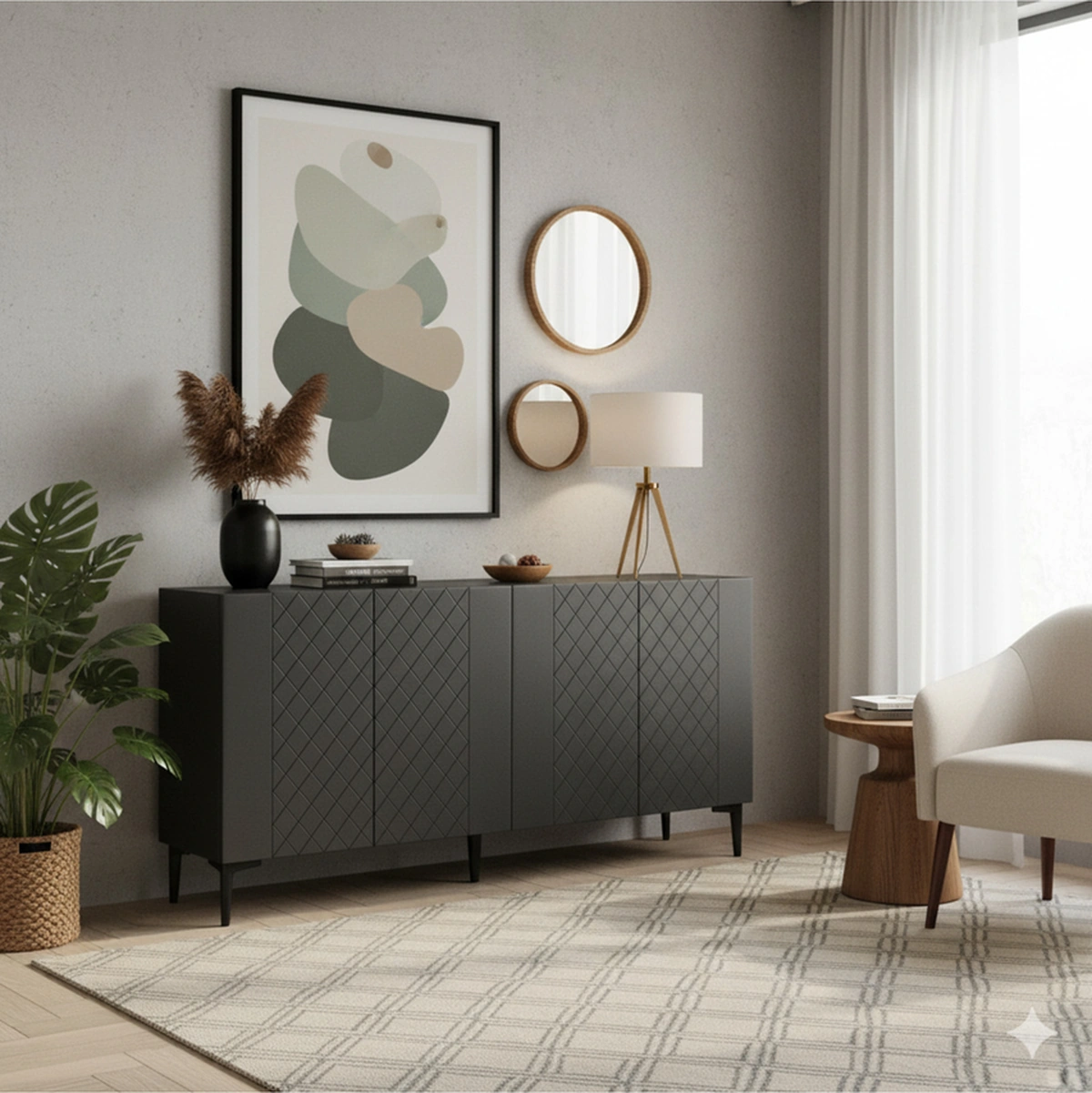 Ka1512a Resso150 Konsol, Kahve Köşesi, Tv Sehpası Antrasit 150cm Gri