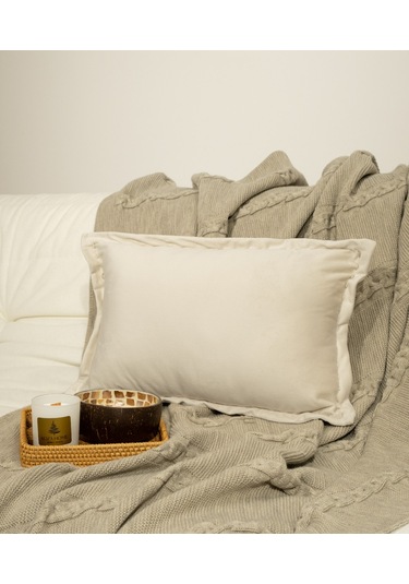 Koza Home İbiza Krem Kadife Yastık 30x50 5012