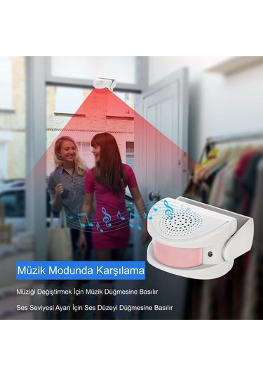 Triline Misafir Karşılama Zili 3 Modlu Kumandalı Hareket Sensörlü Güvenlik Alarm Pır Sensör