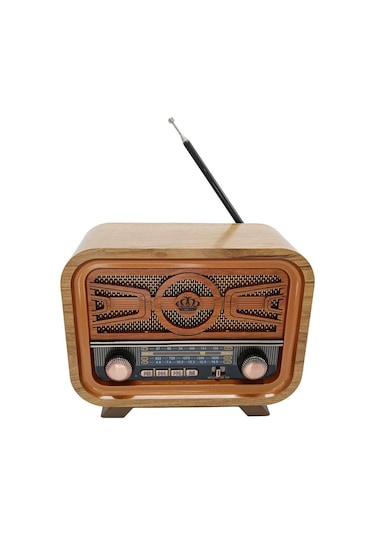 Radyo Retro Açık Ahşap Bluetooth Hoparlör Tf Kart Şarjlı Led N0a1