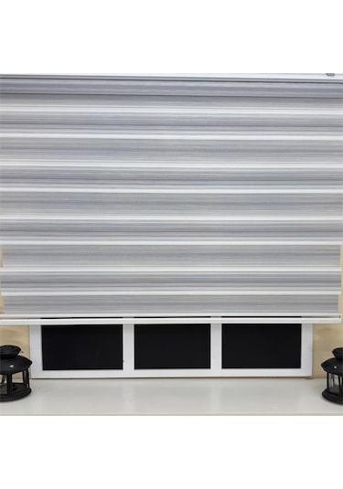 Storburada Gri Renk Geçişli Zebra Stor Perde Gri