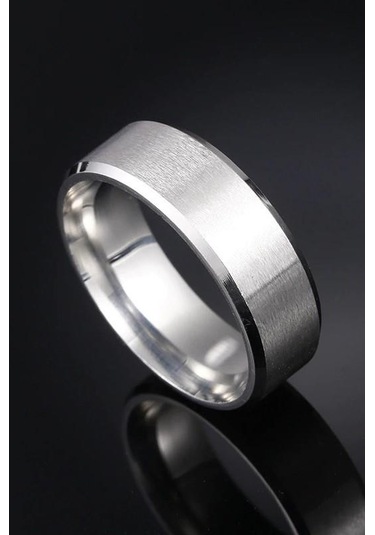 8 Mm Köşeli Düz Model Unisex Kadın Erkek Çelik Alyans Yüzük Cl31 001