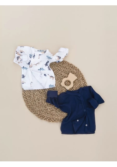 Kidi Yenidoğanlar İçin 2'li Takım Patilerin Üzerine Giyilen Elbise 204110341 Mavi