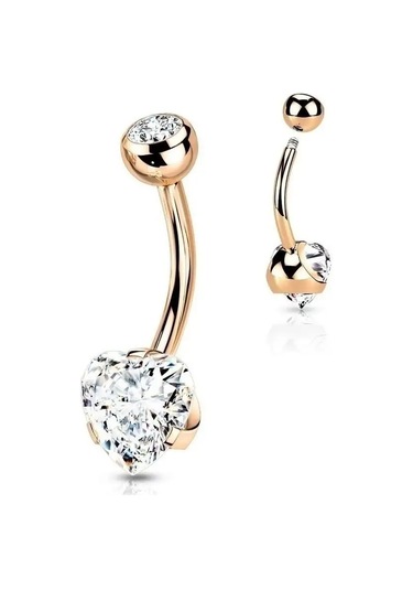 Pınme Safirli Kalp Şeklinde Piercing Küpesi 119947480 Beyaz