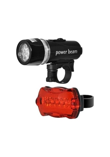 Powerbeam Ön-Arka Bisiklet Led Far-Stop Lambası. Işık Seti Siyah